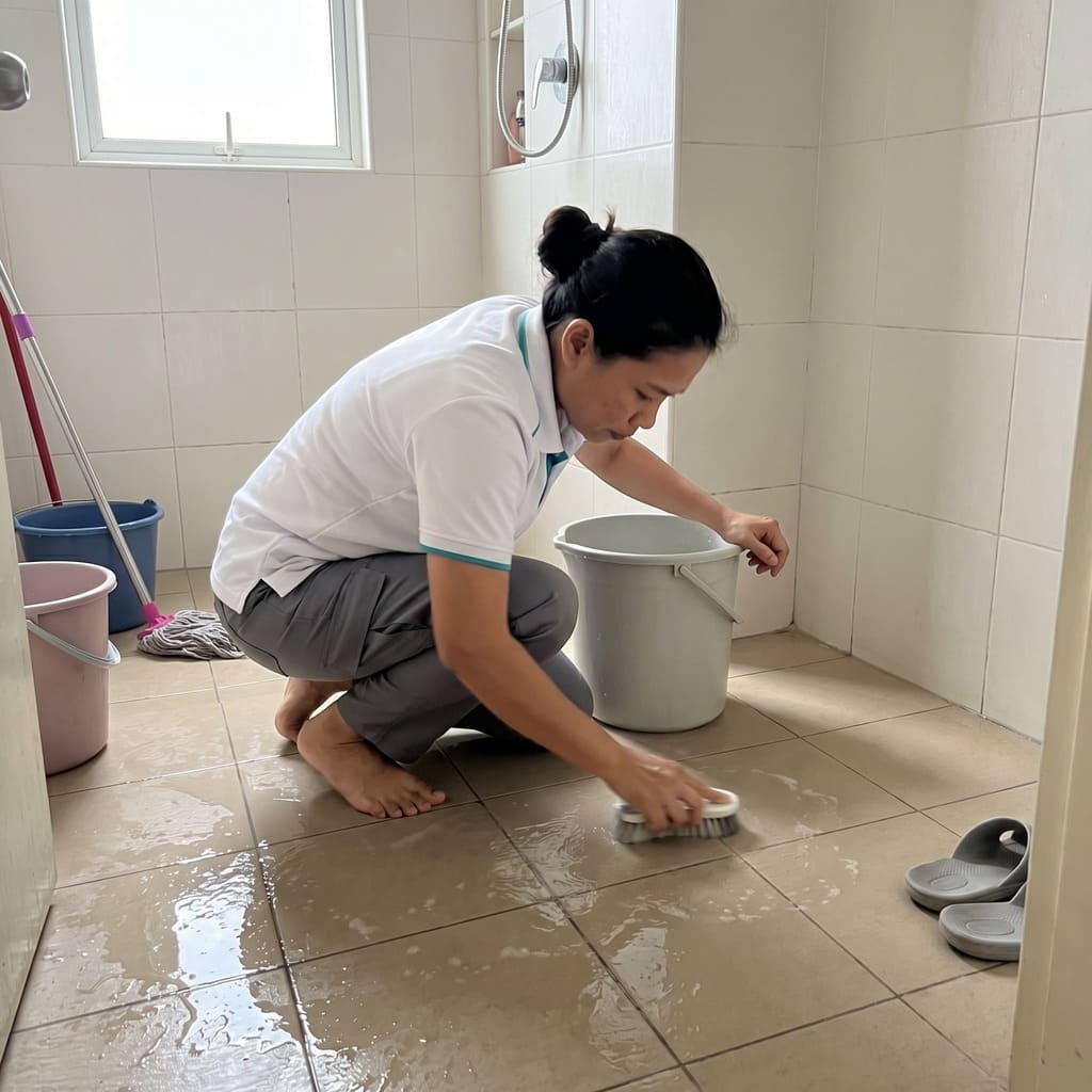 Cleaning Service Puchong Scrub Toilet Floor