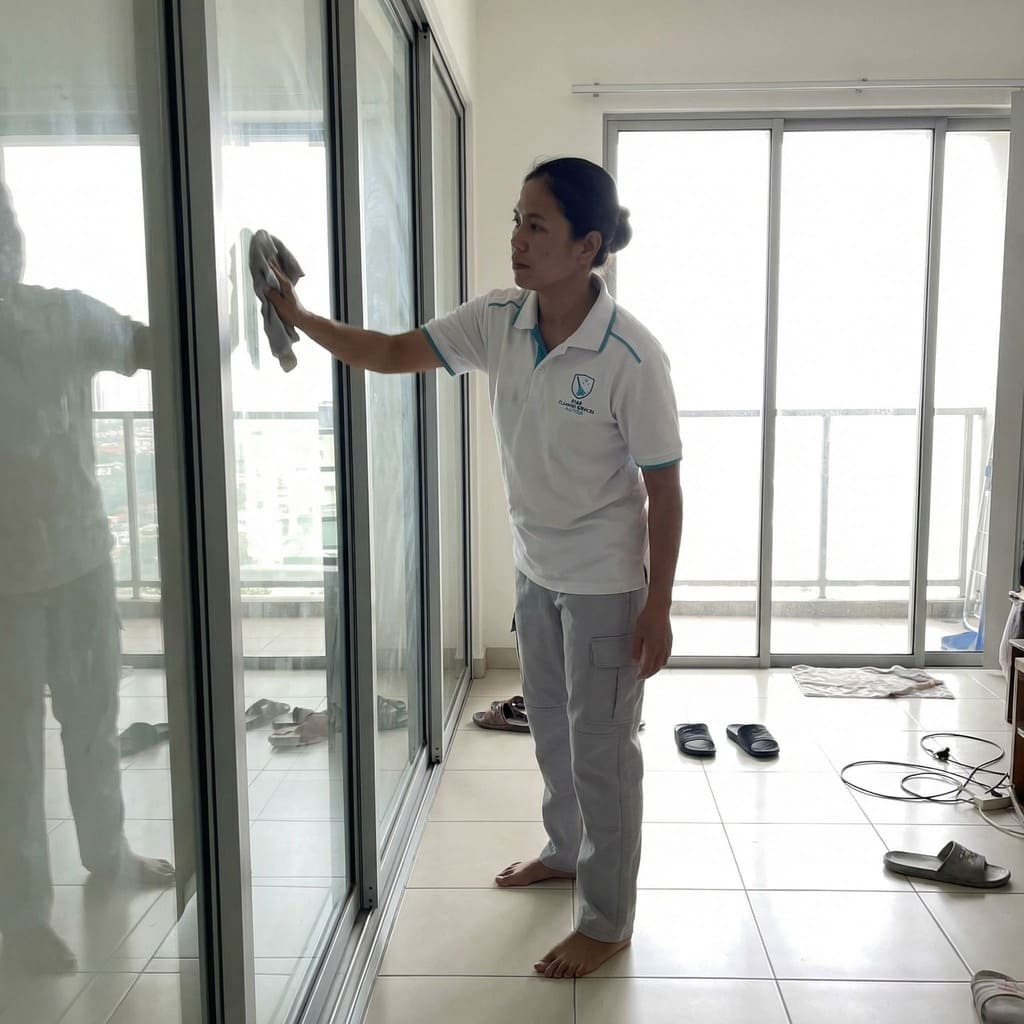 Move In Move Out Cleaning Puchong Wiping Sliding Glass Door